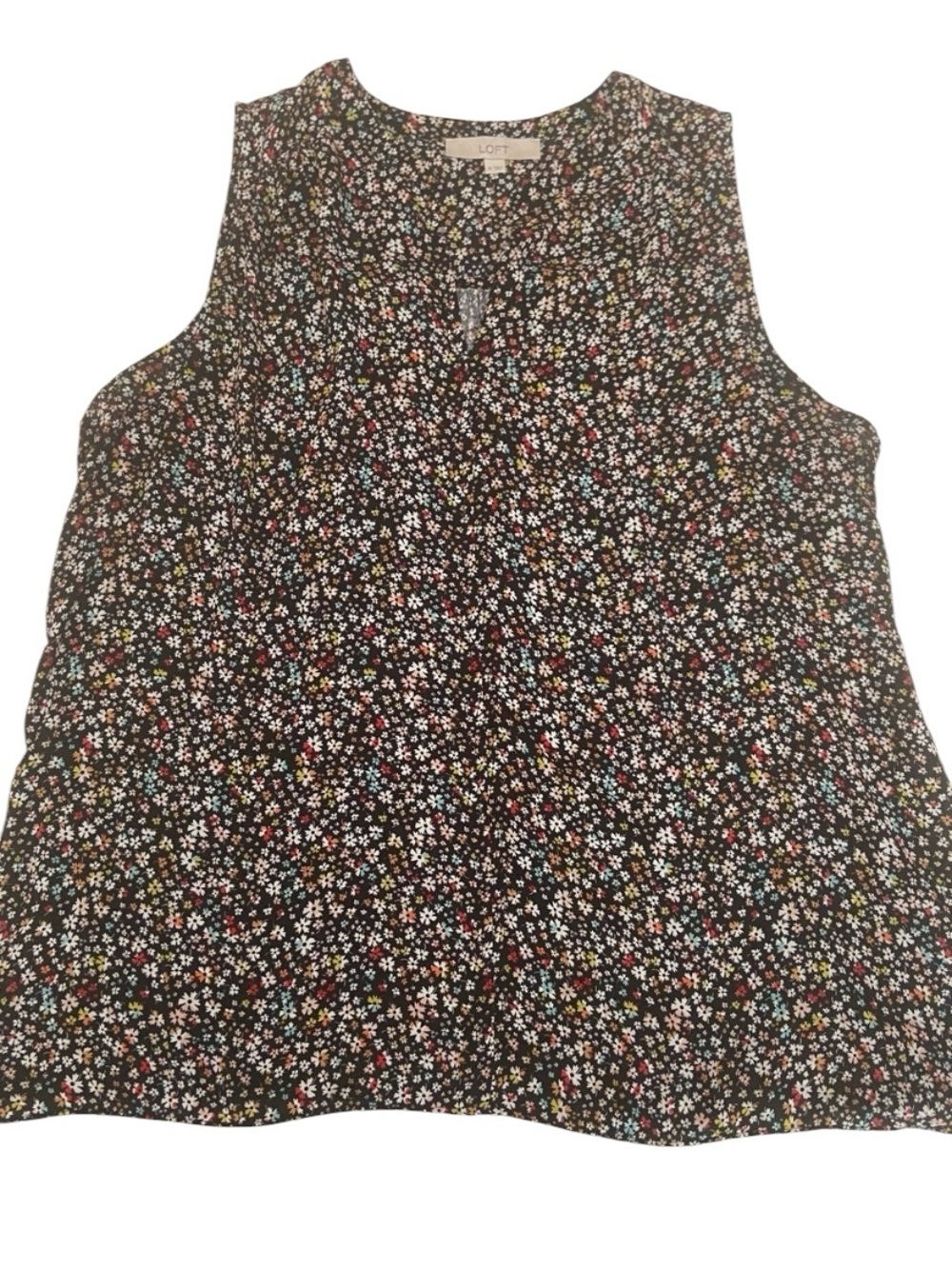 LOFT Black Floral Sleeveless Blouse